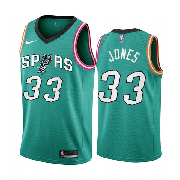 Men's San Antonio Spurs #33 Tre Jones 2022/23 Teal City Edition Stitched Jersey